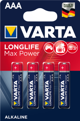 Батарейки лужні ААА Varta LONGLIFE MAX POWER AAA LR03 бл4 4008496104734 фото