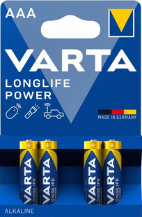 Батарейки лужні ААА Varta LONGLIFE POWER AAA LR03 бл4 4008496559749 фото