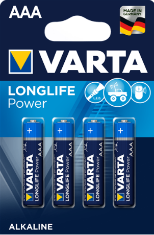 Батарейки лужні ААА Varta LONGLIFE POWER AAA LR03 бл4 4008496559749 фото