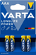 Батарейки лужні ААА Varta LONGLIFE POWER AAA LR03 бл4 4008496559749 576 фото 1