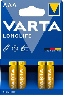 Батарейки лужні ААА Varta LONGLIFE AAA LR03 бл4 4008496525072 фото