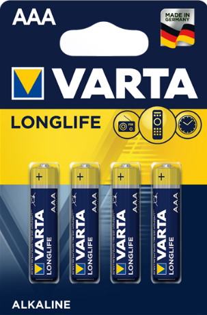 Батарейки лужні ААА Varta LONGLIFE AAA LR03 бл4 4008496525072 фото